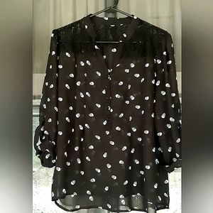 Unknown Brand, black sheer skull, dress shirt